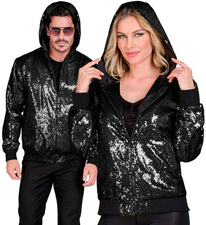 Widmann Party Fashion Hooded Bomber (Silver Sequin Hooded Bomber) (XXL) Silver