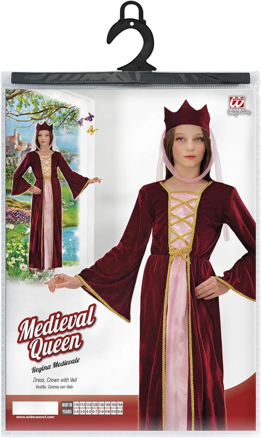 Children's Medieval Queen Costume Medium 8-10 yrs (140cm) for Middle Ages Fancy Dress