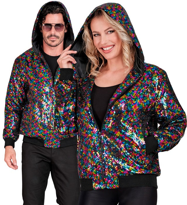 Widmann Party Fashion Hooded Bomber (Multicolor Sequin Hooded Bomber) (S/M) Different Colors
