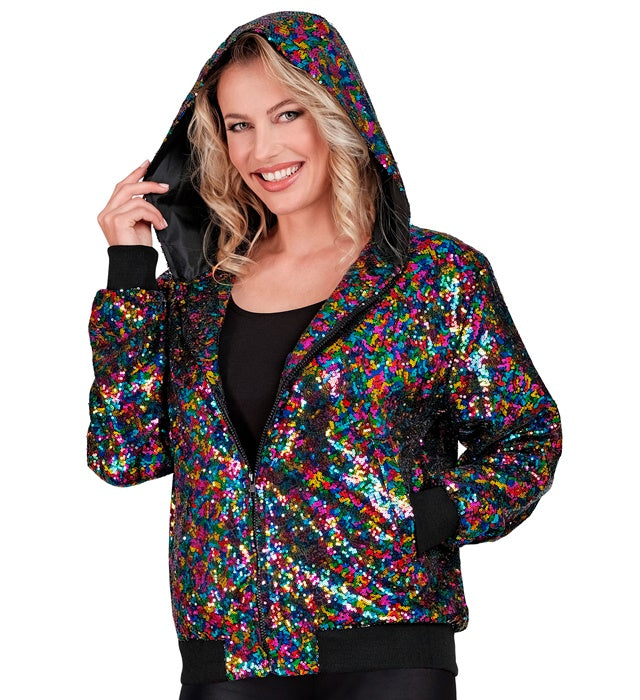 Widmann Party Fashion Hooded Bomber (Multicolor Sequin Hooded Bomber) (S/M) Different Colors