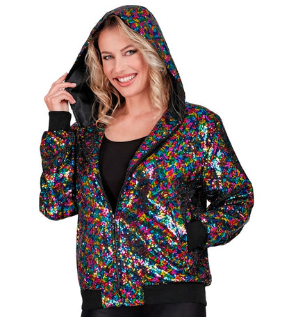 Widmann Party Fashion Hooded Bomber (Multicolor Sequin Hooded Bomber) (S/M) Different Colors