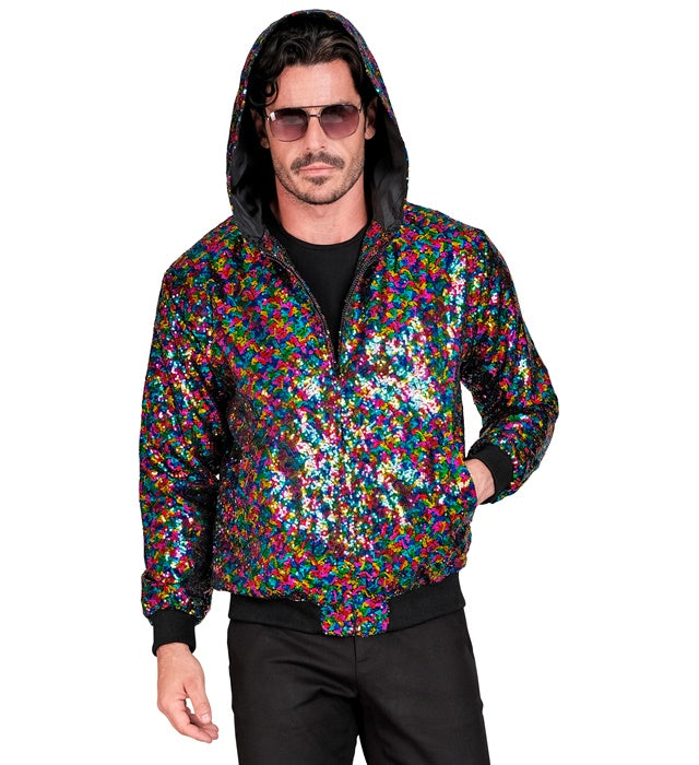 Widmann Party Fashion Hooded Bomber (Multicolor Sequin Hooded Bomber) (S/M) Different Colors
