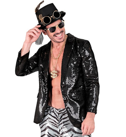 Widmann Party Fashion Jacket (Black Sequin Jacket) (M) Black