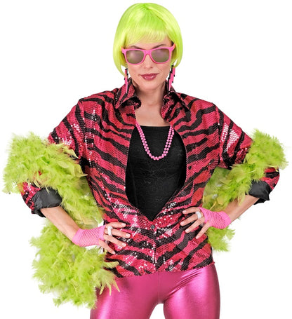 Widmann Party Fashion Shirt (Pink Animalier Sequin Shirt) (L/XL) Pink