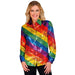 Widmann Women's Party Fashion Sequin Blouse for Women, Rainbow, Disco Fever, Schlagermove, Women's Shirt Blouse S-M Multicoloured