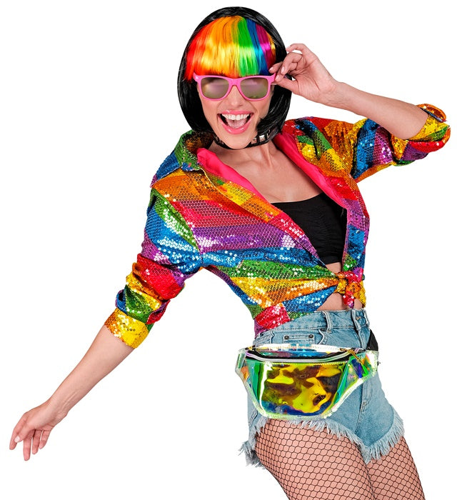 Widmann Party Fashion Shirt (Rainbow Sequin Shirt) (L/XL) Rainbow