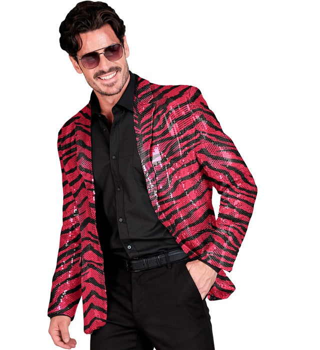 Widmann Party Fashion Jacket (Pink Animalier Sequin Jacket) (S) Pink