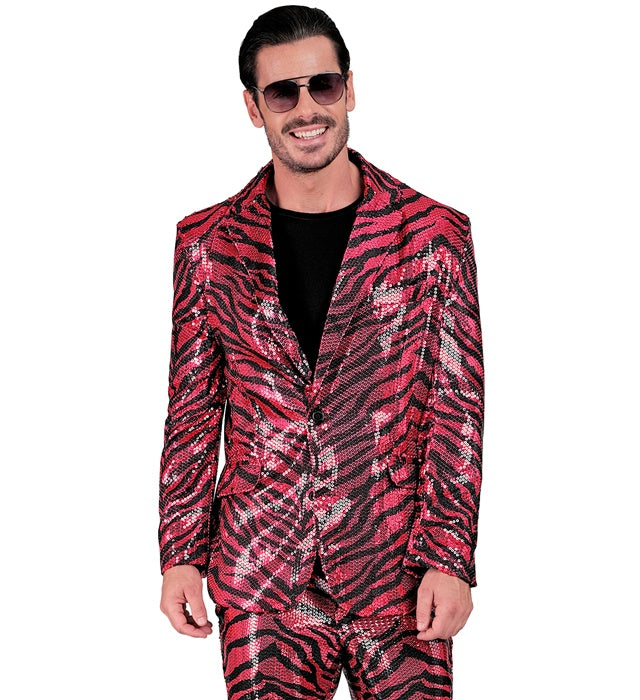 Widmann Party Fashion Jacket (Pink Animalier Sequin Jacket) (S) Pink