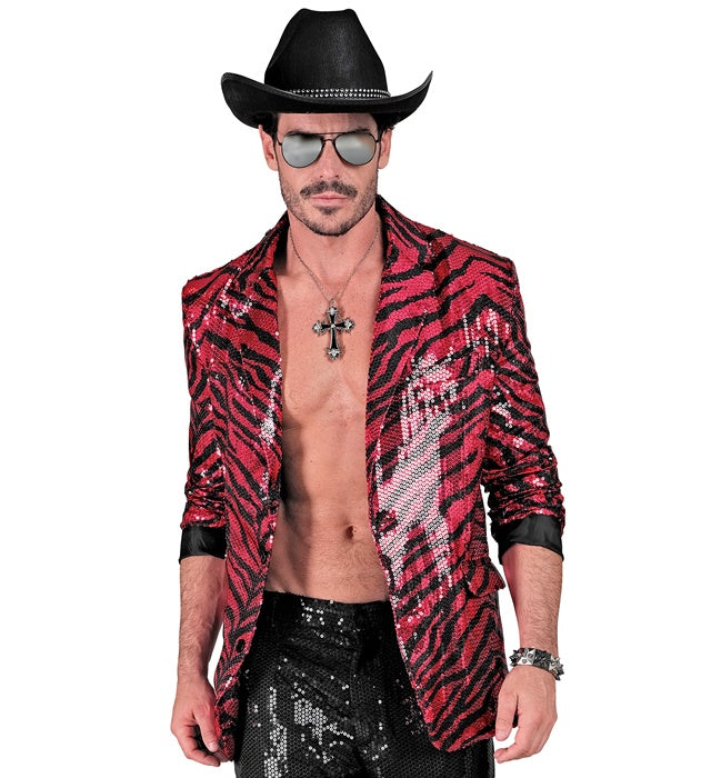 Widmann Party Fashion Jacket (Pink Animalier Sequin Jacket) (L) Pink