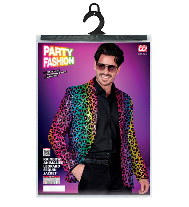 Widmann Party Fashion Jacket (Rainbow Animalier Leopard Sequin Jacket) (XL) Rainbow