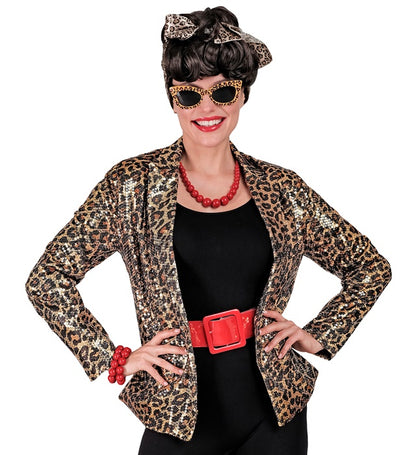 Widmann Party Fashion Jacket (Animalier Leopard Sequin Jacket) (S) Gold