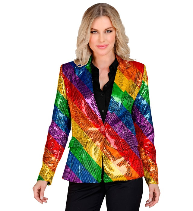 Widmann Party Fashion Jacket (Rainbow Sequin Jacket) (S) Rainbow