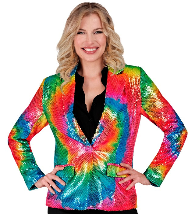 Widmann Party Fashion Jacket (Tie Dye Sequin Jacket) (S) Rainbow