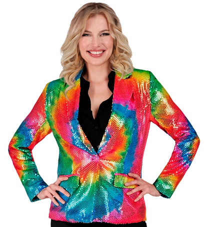 Widmann Party Fashion Jacket (Tie Dye Sequin Jacket) (S) Rainbow