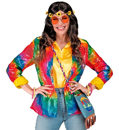 Widmann Party Fashion Jacket (Tie Dye Sequin Jacket) (S) Rainbow