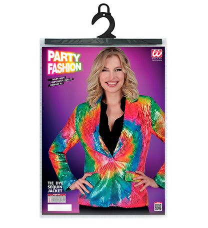 Widmann Party Fashion Jacket (Tie Dye Sequin Jacket) (L) Rainbow