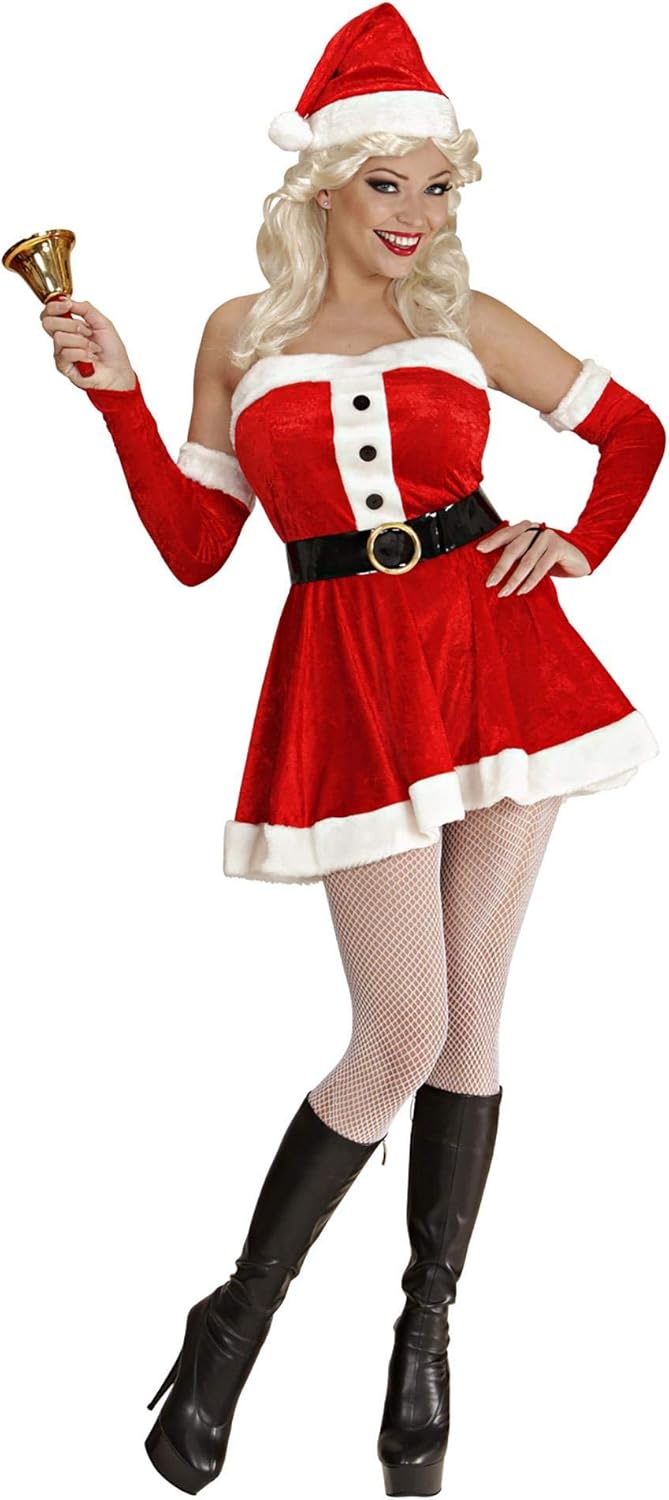 Ladies Plush Miss Santa Costume Medium UK 10-12 for Christmas Panto Nativity Fancy Dress