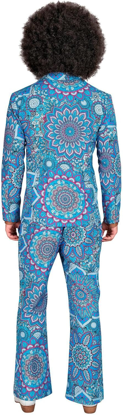 Widmann - Costume 60s suit, jacket and trousers, hippie, reggae, flower power, disco fever, hit move Mandala Theme M