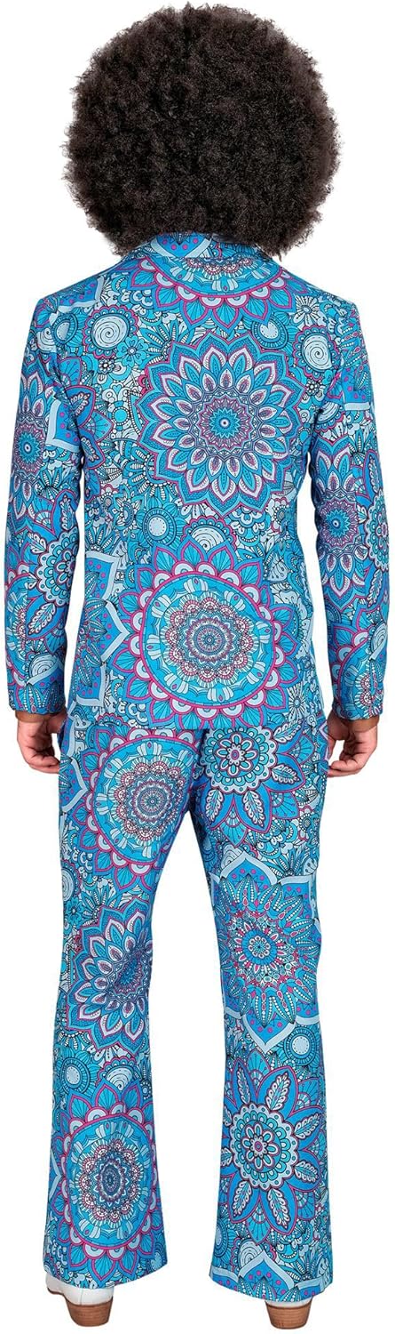 Widmann - Costume 60s suit, jacket and trousers, hippie, reggae, flower power, disco fever, hit move Mandala Theme L
