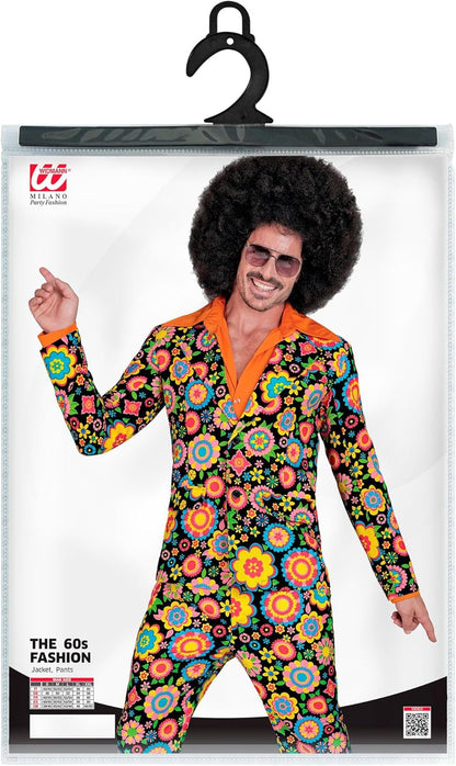 Widmann - Costume 60s suit, jacket and trousers, hippie, reggae, flower power, disco fever, hit move Colorful Flowers M