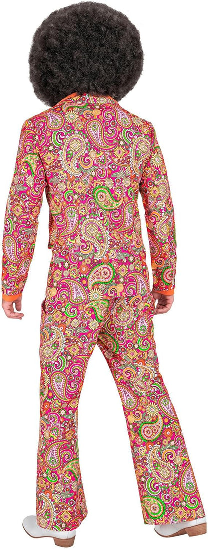 Widmann - Costume 60s suit, jacket and trousers, hippie, reggae, flower power, disco fever, hit move paisley XL