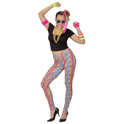 WIDMANN - 80's girl costume, T-shirt, leggings, chain, carnival, theme party