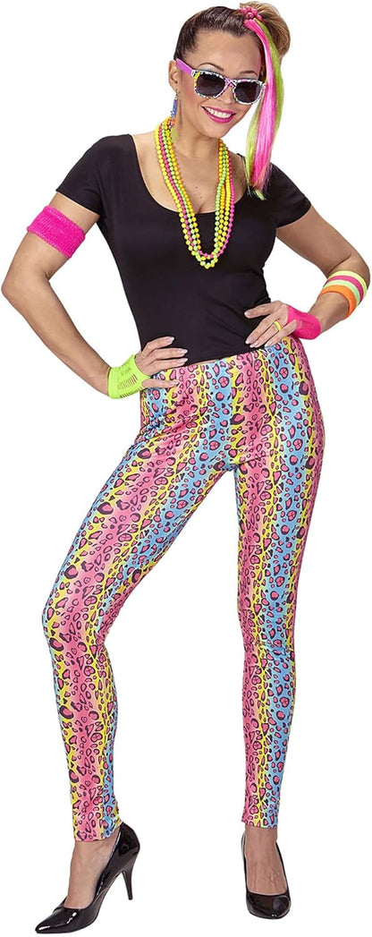 WIDMANN - 80's girl costume, T-shirt, leggings, chain, carnival, theme party