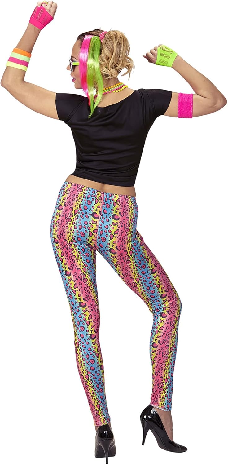 WIDMANN - 80's girl costume, T-shirt, leggings, chain, carnival, theme party