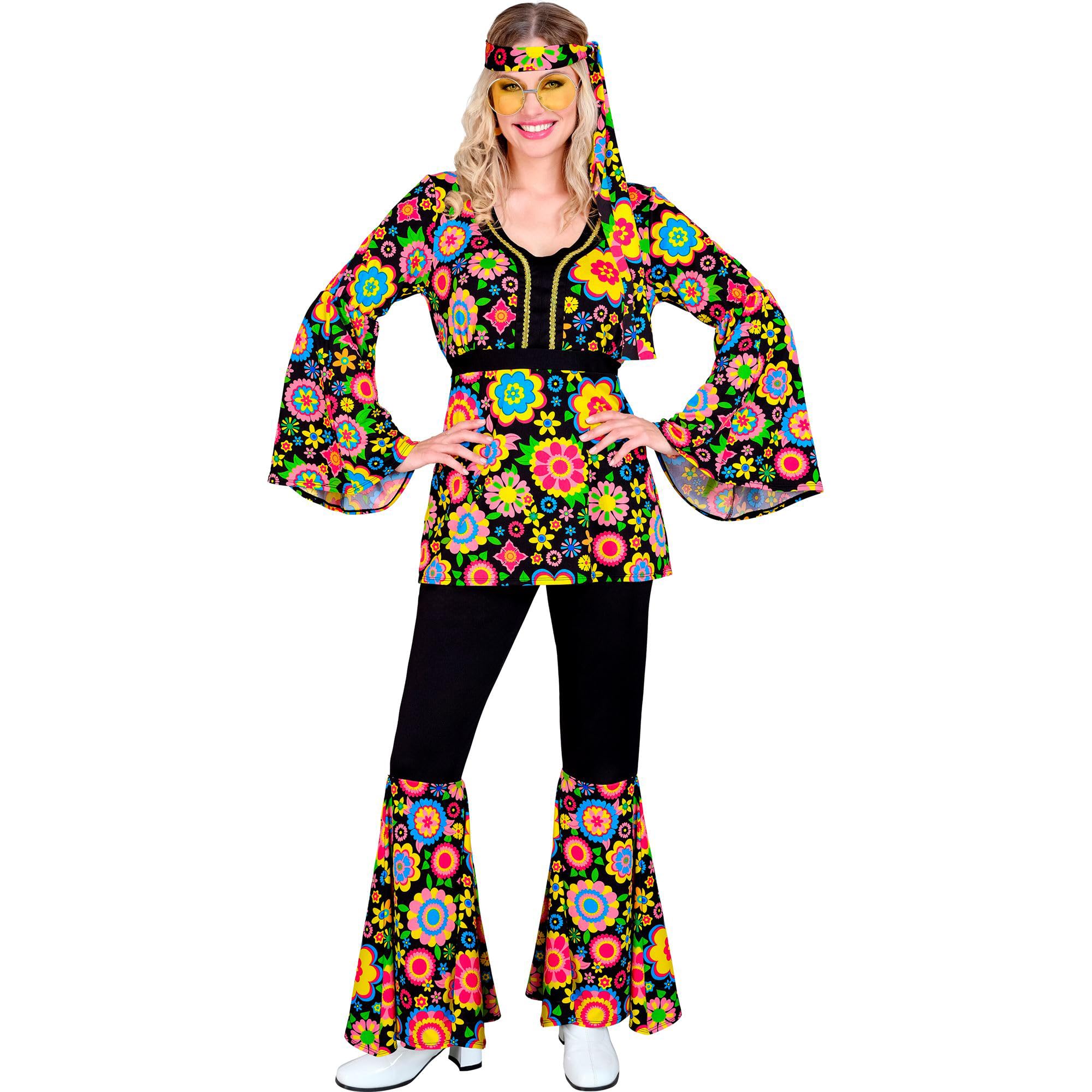 Widmann Milano Party Fashion – Hippie Costume 60s Style Reggae Flower Force Disco Fever Colorful Flowers S