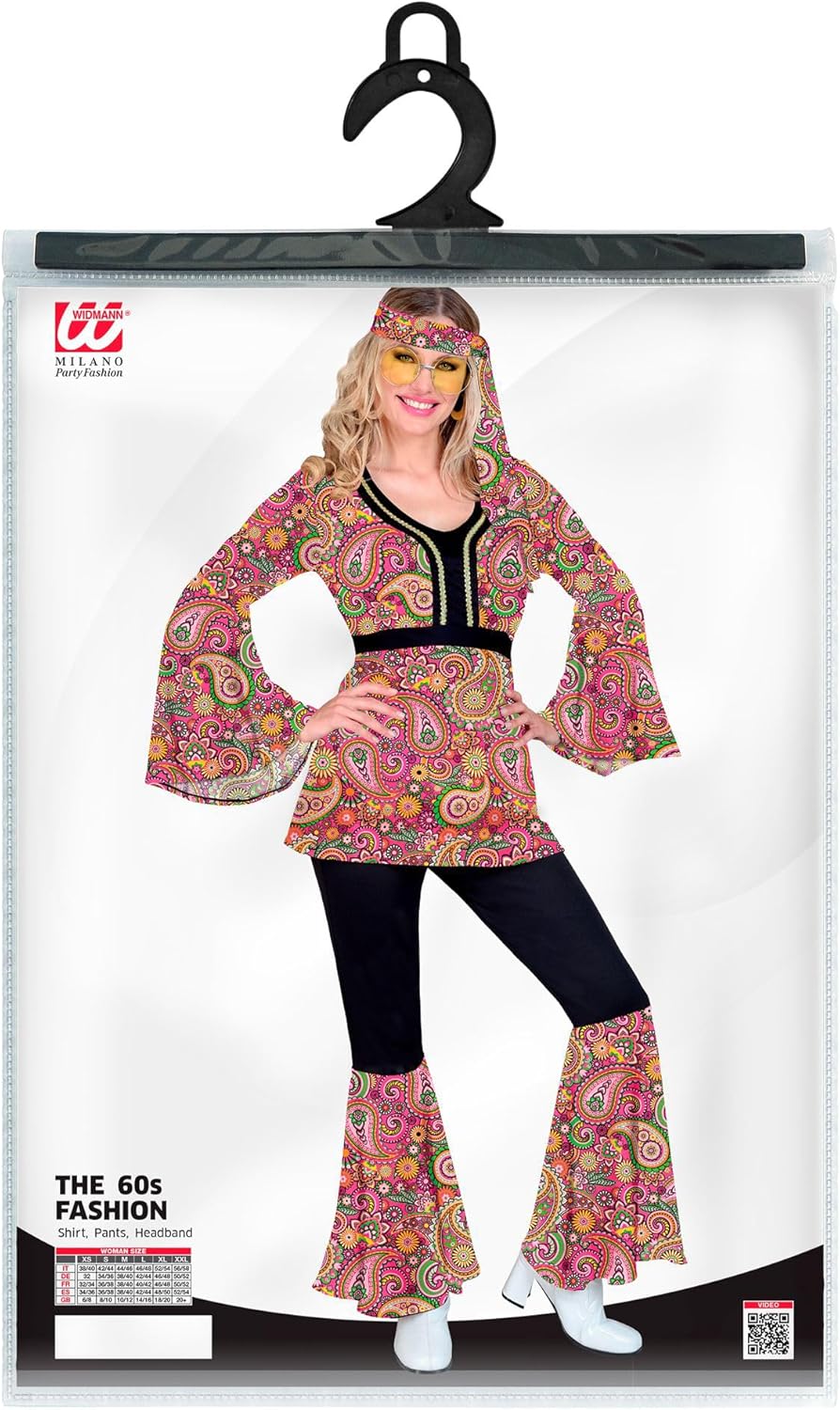 Widmann Milano Party Fashion – Hippie Costume 60s Style Reggae Flower Force Disco Fever paisley XS