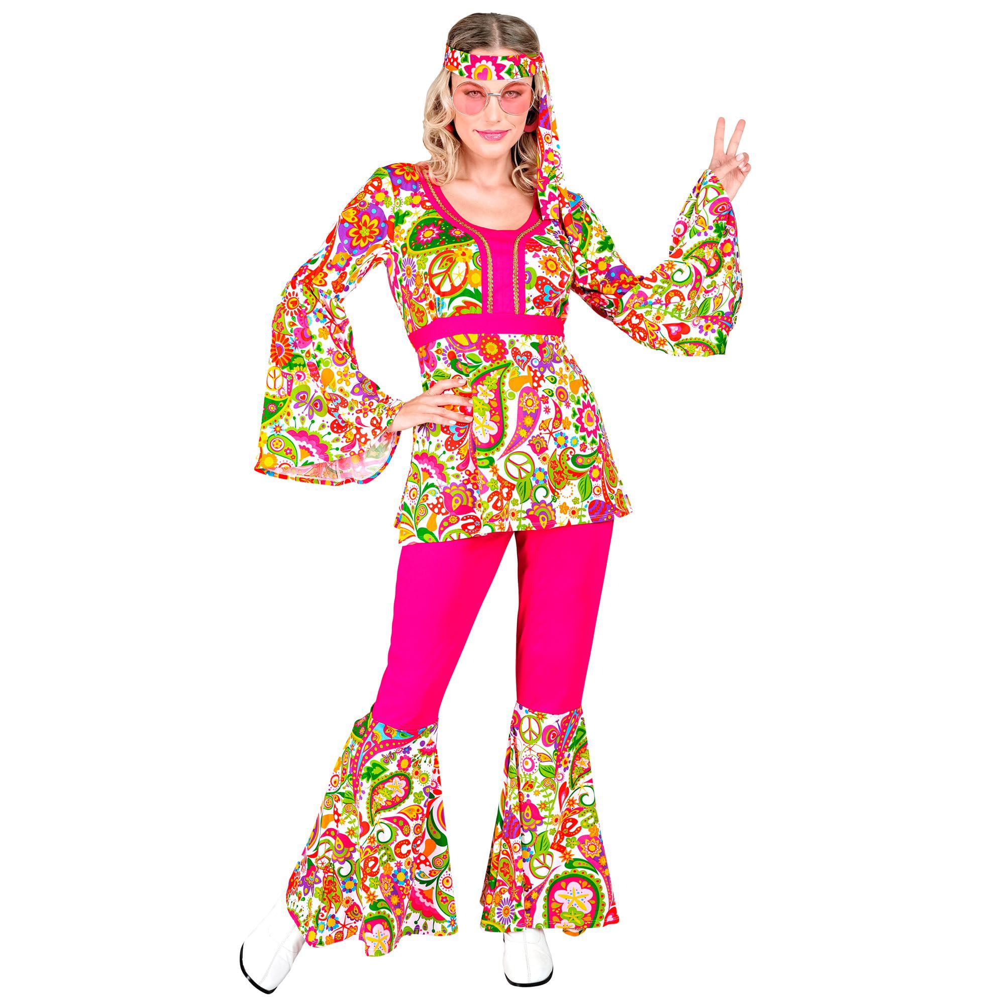 Widmann Milano Party Fashion – Hippie Costume 60s Style Reggae Flower Force Disco Fever Peace & Paisley XS