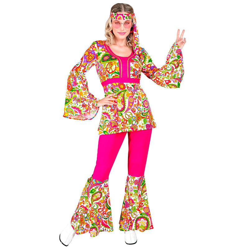 Widmann Milano Party Fashion – Hippie Costume 60s Style Reggae Flower Force Disco Fever Peace & Paisley XS