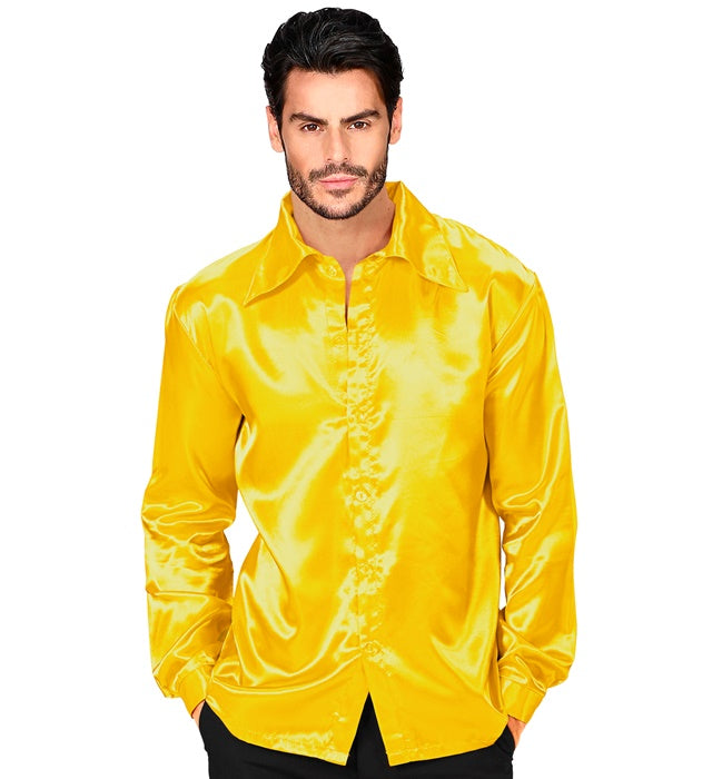 Widmann Satin Yellow 70s Disco Shirt (S) Yellow