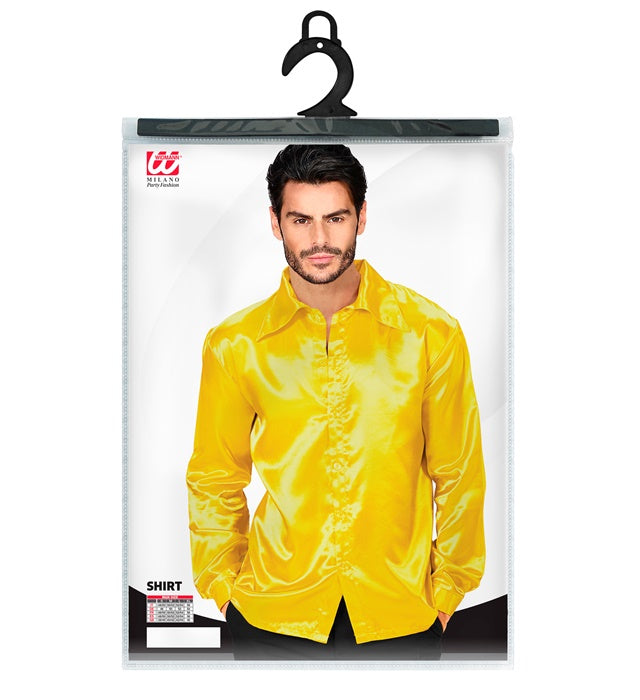 Widmann Satin Yellow 70s Disco Shirt (S) Yellow