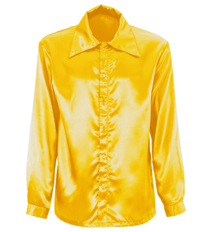 Widmann Satin Yellow 70s Disco Shirt (M) Yellow
