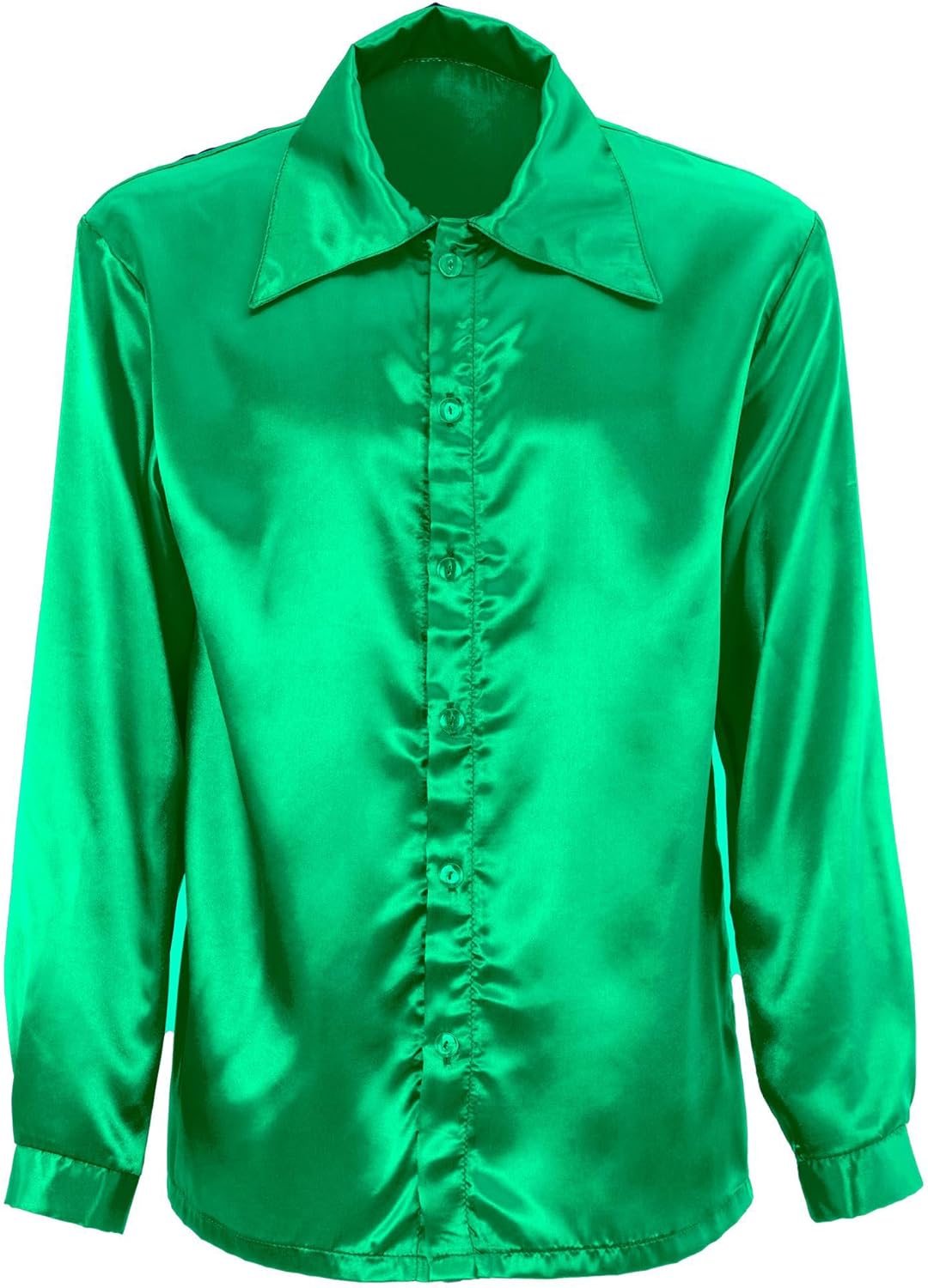 Satin Green 70S Disco Shirt - (Size: S)