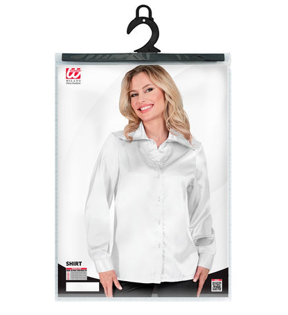 Widmann Satin White 70s Disco Shirt (M) White