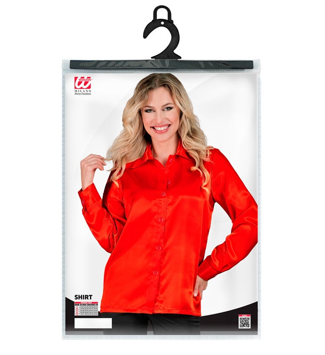 Widmann Satin Red 70s Disco Shirt (L) Red