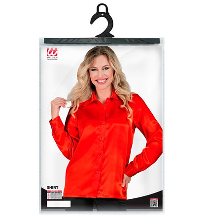 Widmann Satin Red 70s Disco Shirt (L) Red