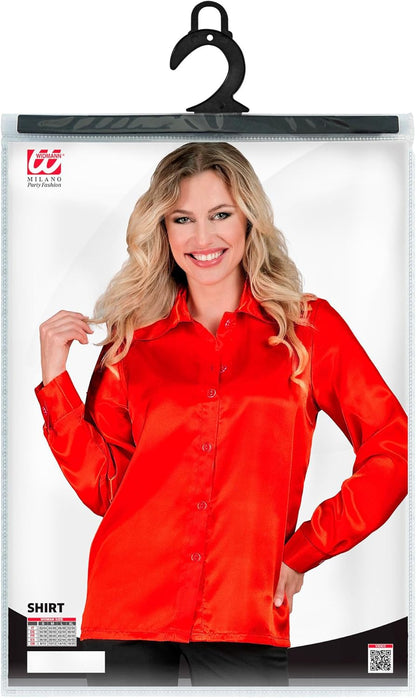 Satin Red 70S Disco Shirt - (Size: Xl)