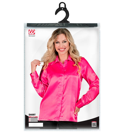 Widmann Satin Pink 70s Disco Shirt (M) Pink