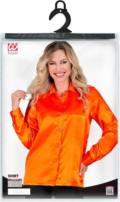 Satin Orange 70S Disco Shirt - (Size: Xl)