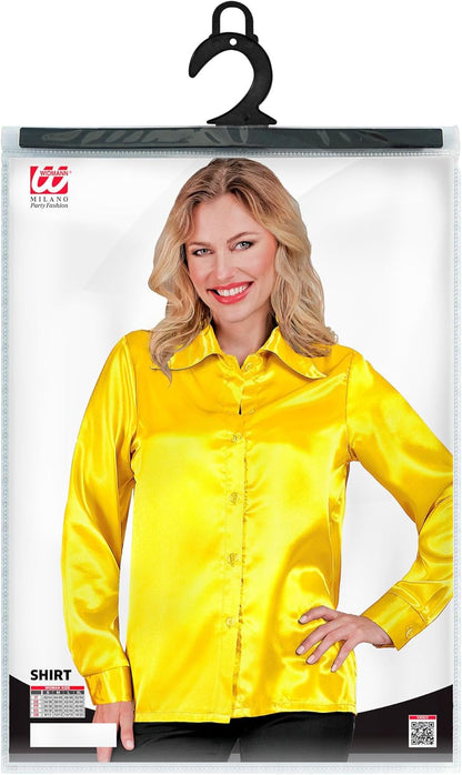 Satin Yellow 70S Disco Shirt - (Size: Xl)