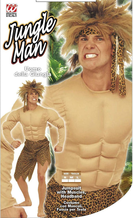 Widmann - Jungle man costume, costume with muscles and headband, stone age, Neanderthal, carnival, theme party