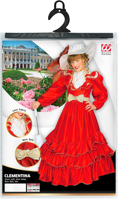 Widmann - Kinderkostüm Clementina, Kleid mit Petticoat, Gürtel mit Schleife, Hut, Adelige, Karneval, Mottoparty 11-13 years/ Large