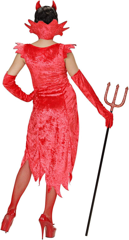 "DEVIL LADY" (velvet dress, gloves, stand-up collar with gem) - (L)