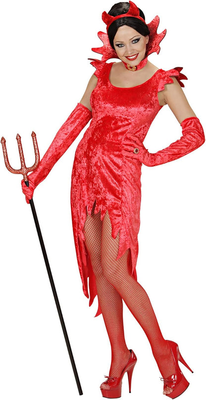 "DEVIL LADY" (velvet dress, gloves, stand-up collar with gem) - (L)