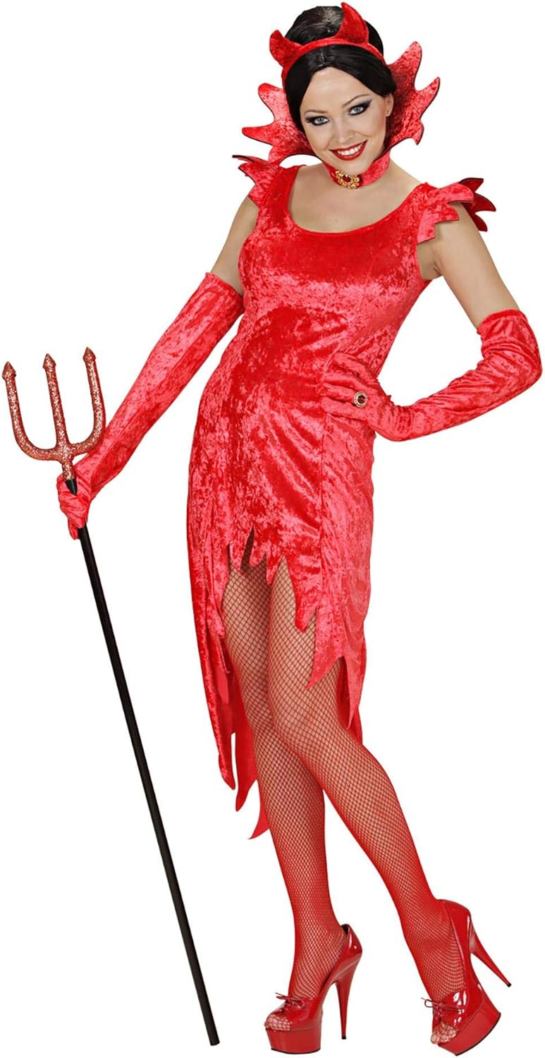 "DEVIL LADY" (velvet dress, gloves, stand-up collar with gem) - (L)