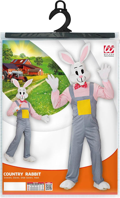 Widmann - Erwachsenenkostüm Land Kaninchen, Overall, Handschuhe, Überschuhe und Maske, Tier, Karneval, Mottoparty
