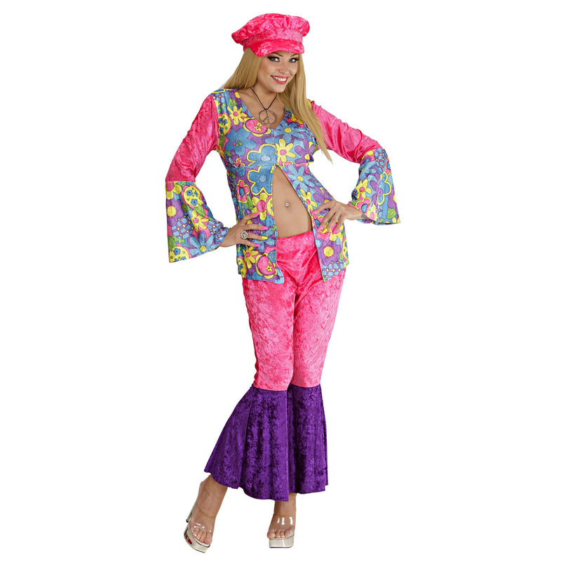 Widmann - Kostüm Hippie Damen, Flower Power Kleidung, 60er Jahre, Faschingskostüme, Karneval Size 14-16, Ladies -> Size 14-16
